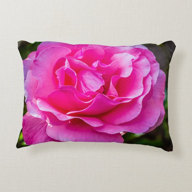 Fijne roze roze roos. accent kussen (Achterkant)