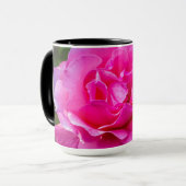 Fijne roze roze roos. mok (Voorkant links)