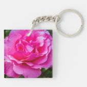 Fijne roze roze roos. sleutelhanger (Achterkant)