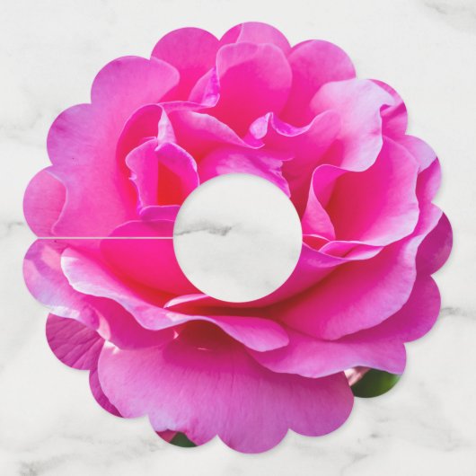 Fijne roze roze roos. wijnglaslabel (Voorkant)