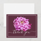 Fijne Roze Sierchrysanthemum Bedankje Briefkaart (Voorkant / Achterkant)