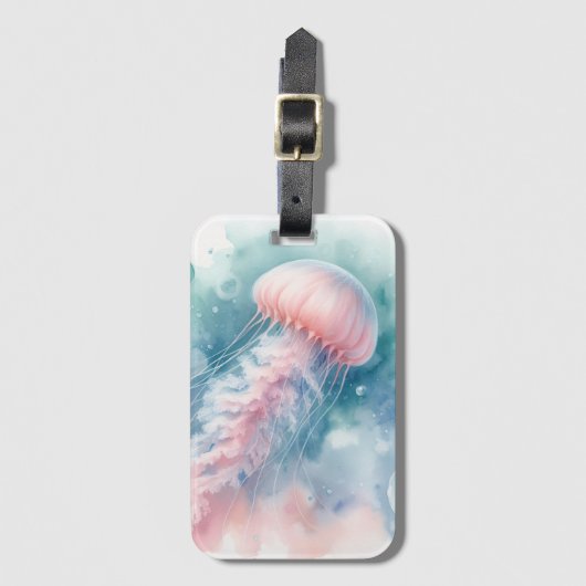 Fijne roze Waterverf kwallen Bagagelabel (Voorkant (verticaal))