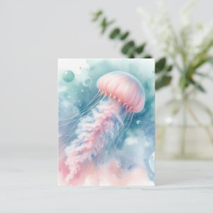 Fijne roze Waterverf kwallen Briefkaart