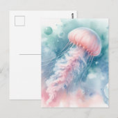 Fijne roze Waterverf kwallen Briefkaart (Voorkant / Achterkant)