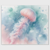 Fijne roze Waterverf kwallen Cadeaupapier (Vlak)