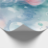 Fijne roze Waterverf kwallen Cadeaupapier (Hoek)