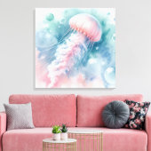 Fijne roze Waterverf kwallen Canvas Afdruk (Insitu (Woonkamer))
