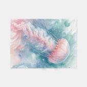 Fijne roze Waterverf kwallen Fleece Deken (Voorkant (Horizontaal))