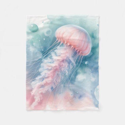 Fijne roze Waterverf kwallen Fleece Deken (Voorkant)