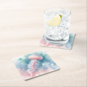 Fijne roze Waterverf kwallen Kartonnen Onderzetters (Insitu)