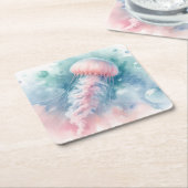 Fijne roze Waterverf kwallen Kartonnen Onderzetters (Schuin)