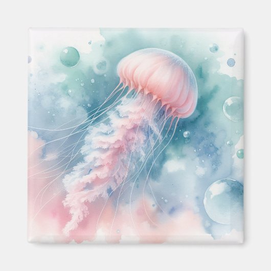 Fijne roze Waterverf kwallen Magneet (Voorkant)