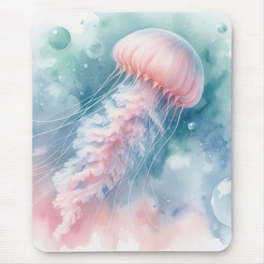 Fijne roze Waterverf kwallen Muismat (Voorkant)