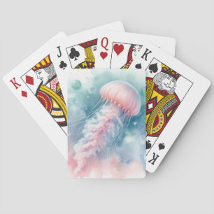 Fijne roze Waterverf kwallen Pokerkaarten