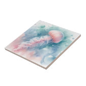 Fijne roze Waterverf kwallen Tegeltje (Zijkant)