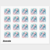 Fijne roze Waterverf kwallen Vierkante Sticker (Vel)