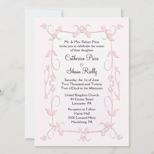 Fijne roze weddenschappen kaart (Voorkant)