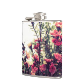 Fijne Roze Wilde Bloemenwei Foto Heupfles (Links)