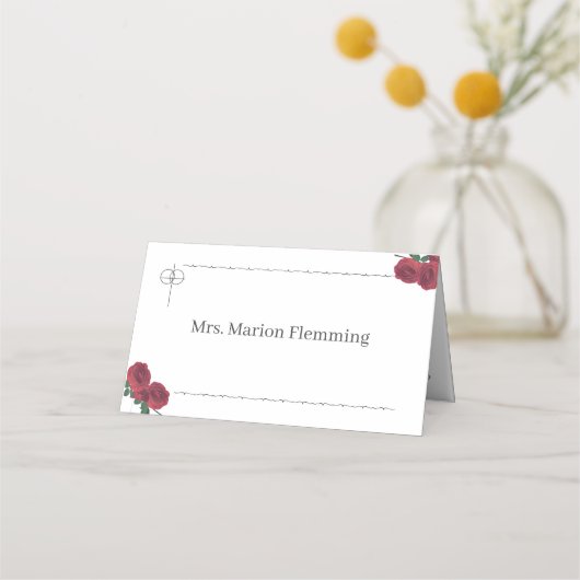 Fijne Rozen Gevouwen Plaats Kaart Plaatskaartje (Voorkant)