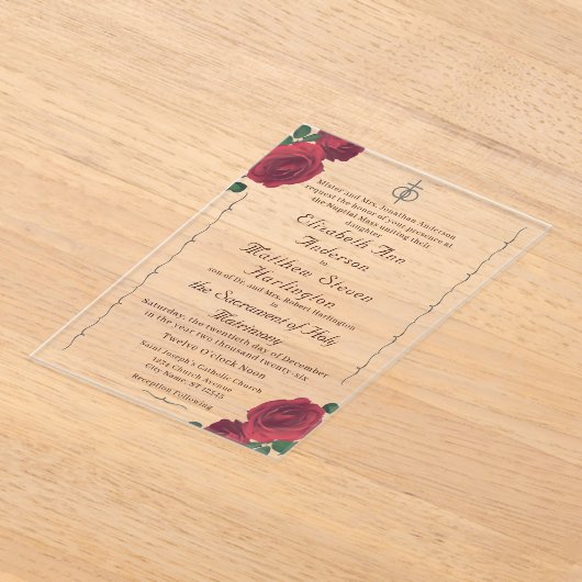 Fijne Rozen Katholieke Acryluitnodiging Acryl Uitnodigingen (Laagn)