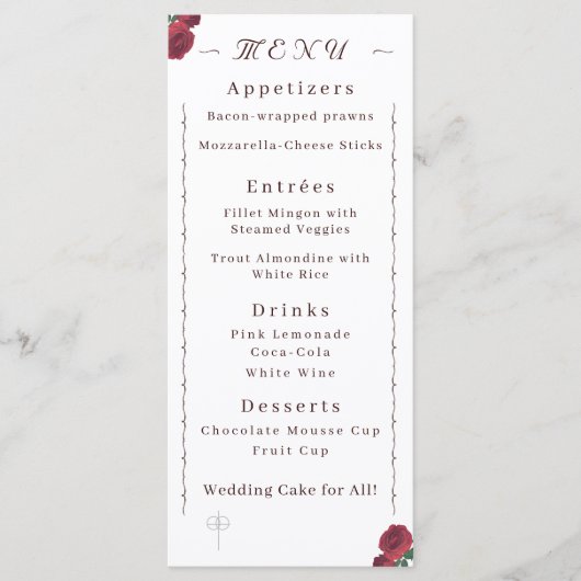 Fijne Rozen plat menu (Voorkant)