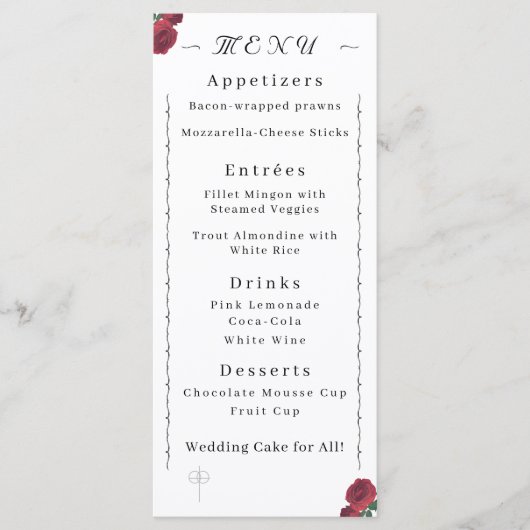 Fijne Rozen plat menu (Voorkant)