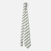 Fijne salie strepen groen monogram stropdas (Achterkant)