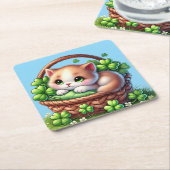 Fijne Schattige Kitten St. Patricks Day! Kartonnen Onderzetters (Schuin)