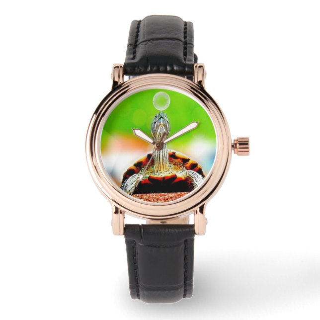 Fijne schildpad met luchtbel  horloge (Voorkant)