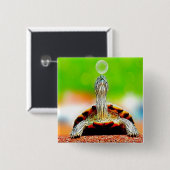 Fijne schildpad met luchtbel vierkante button 5,1 cm (Voorkant /achterkant)
