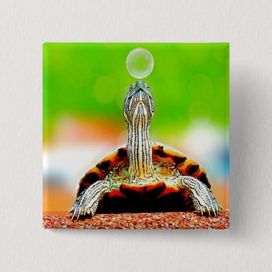 Fijne schildpad met luchtbel vierkante button 5,1 cm (Voorkant)