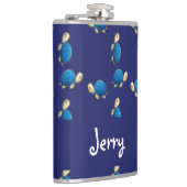 Fijne schildpadden op blauw heupfles (Rechts)