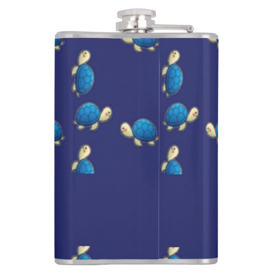 Fijne schildpadden op blauw heupfles (Achterkant)