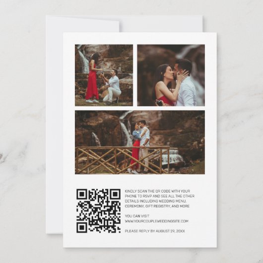 Fijne Script 4 Foto's Bindende QR-code RSVP Kaart (Achterkant)