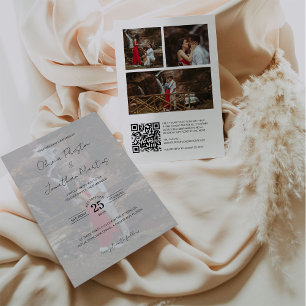 Fijne Script 4 Foto's Bindende QR-code RSVP Kaart