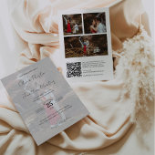 Fijne Script 4 Foto's Bindende QR-code RSVP Kaart