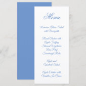 Fijne Script Calligrafie Korensblauw Menu (Voorkant / Achterkant)