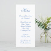 Fijne Script Calligrafie Korensblauw Menu (Staand voorkant)