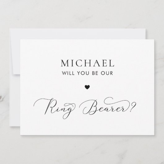 Fijne Script & Hart Ringdrager Voorstelkaart Kaart (Voorkant)