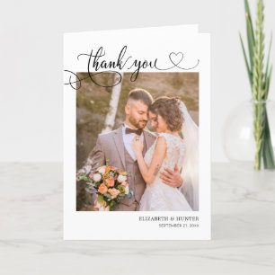Fijne Script Heart Weddenschap Foto Hartelijk dank Bedankkaart