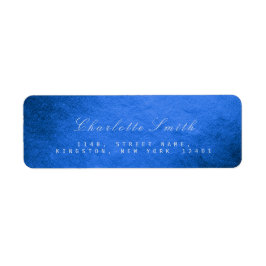 Fijne script kobaltblauwe retour adreslabels etiket