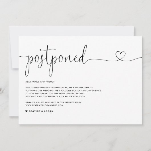 Fijne Script Wijziging Van Plannen Uitstel Van Huw Aankondiging (Voorkant)