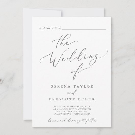 Fijne Silver Guest-naam in één bruiloft Kaart (Voorkant)