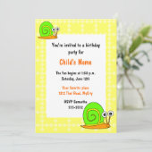 Fijne slak Kinderdagenuitnodiging Kaart (Staand voorkant)