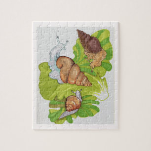 Fijne slakken op Lettuce Leaf Art Legpuzzel
