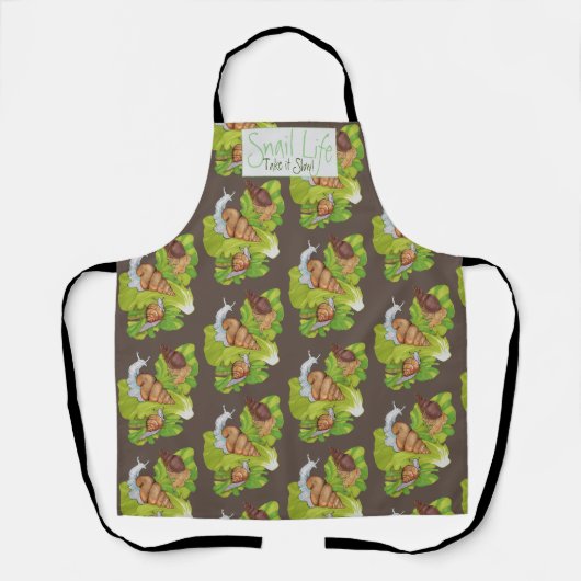 Fijne slakken op poetskunst met sla schort (Voorkant)