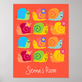 Fijne slakken schattige slakken poster