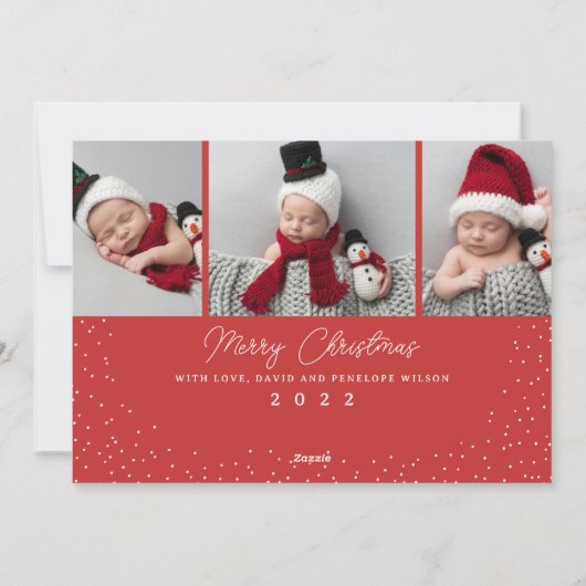 Fijne sneeuw Volledige foto Baby geboorte Feestdagenkaart (Achterkant)