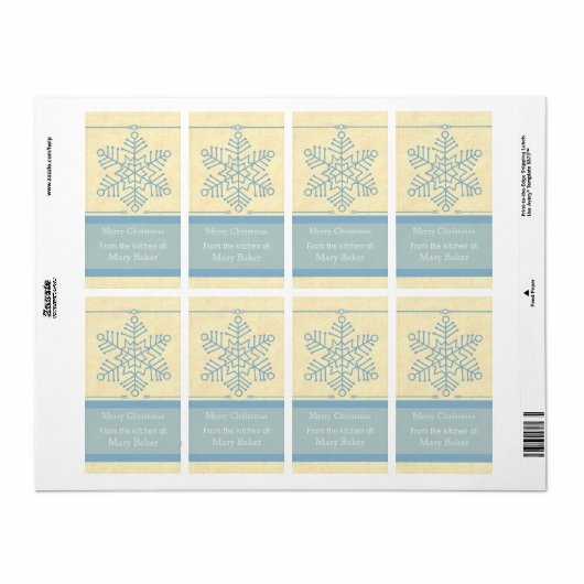 Fijne Snowflake-feestlabels Etiket (Full Sheet)