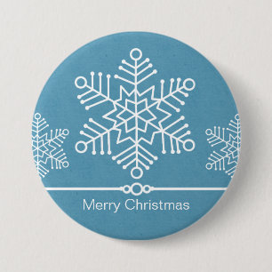 Fijne Snowflakes kerstButton Ronde Button 7,6 Cm